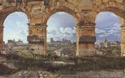 Christoffer Wilhelm Eckersberg View through Three Northwest Arcades of the Colosseum in Rome Storm Gathering over the City (mk22) oil painting reproduction